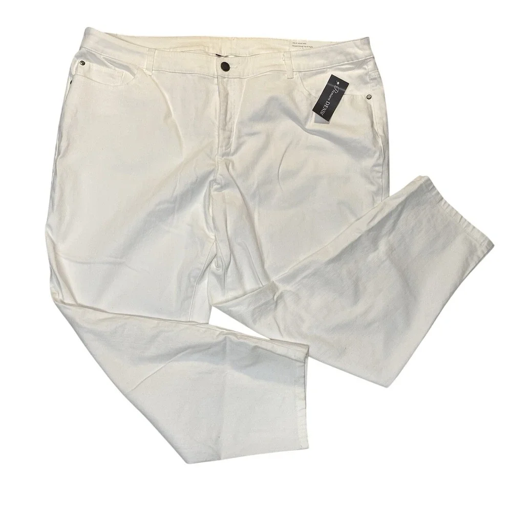 CJ Banks White Jeans Women 24W Curvy Ankle Stretch Denim‎ Plus Size NWT